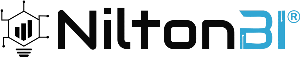 Logo oficial do Canal Nilton BI com símbolo de gráfico e circuito